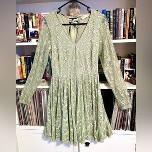 Altar’d State Sage Green Crochet Lace Midi Dress Size M, Worn Once, Cottagecore
